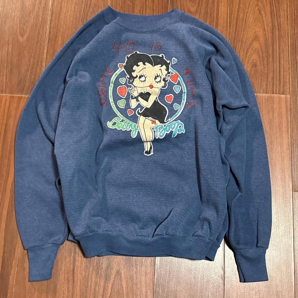 Vintage Betty Boop 40 is Prime Time Blue Sweatshirt Size Women's XL‎